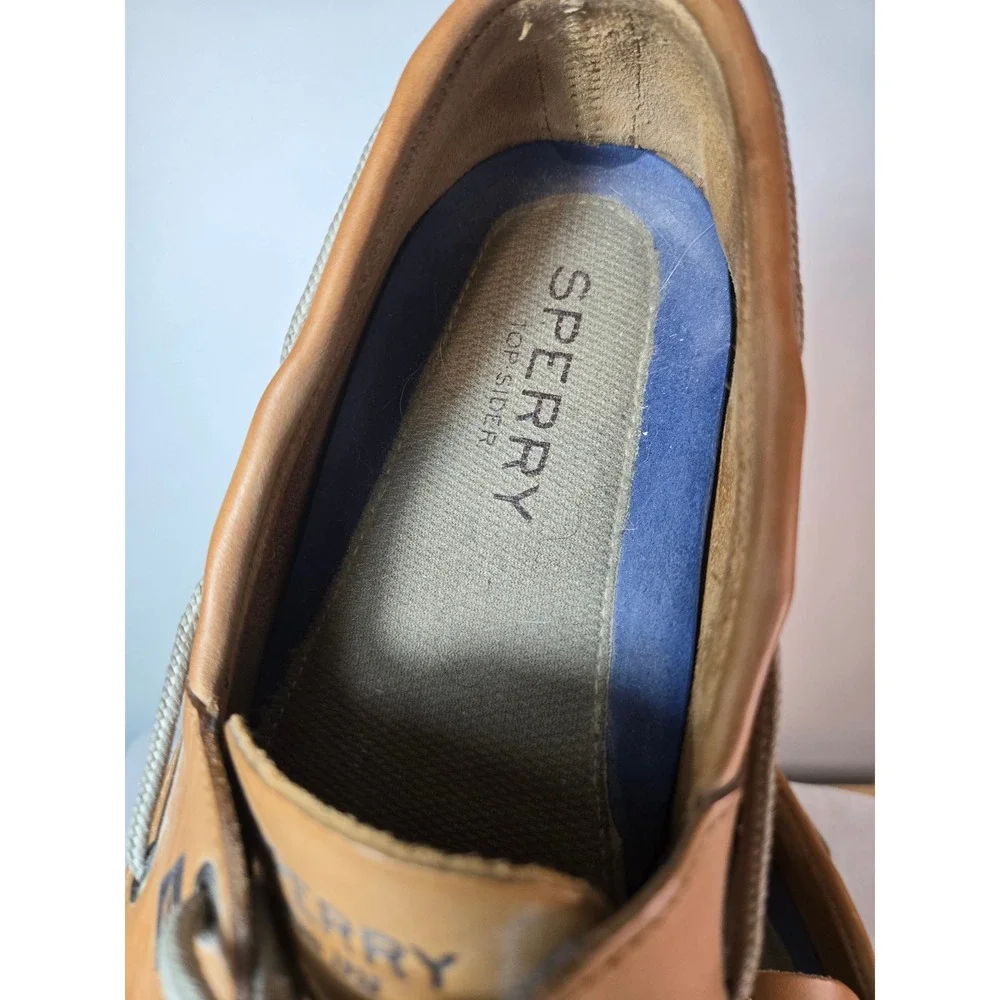 Sperry Top-Sider Mens Billfish Boat Shoes Tan Brown Leather 10.5 Wide Width